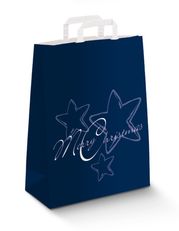 Weihnachtstaschen Geschenktaschen blau bedruckt mit Motiv Stern