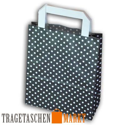 Papiertragetaschen groß bedruckt Pünktchen schwarz