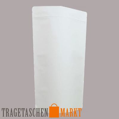 Standbodenbeutel weiß bedruckte Papiertüten